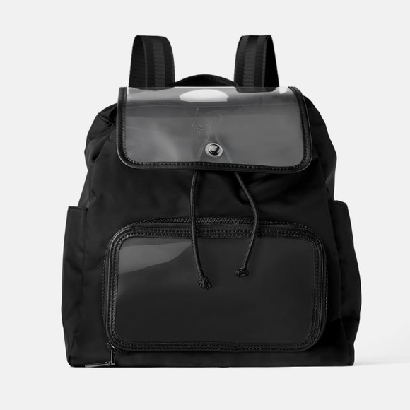 Zara Bags Zara Medium Black Vinyl Technical Fabric Backpack Poshmark